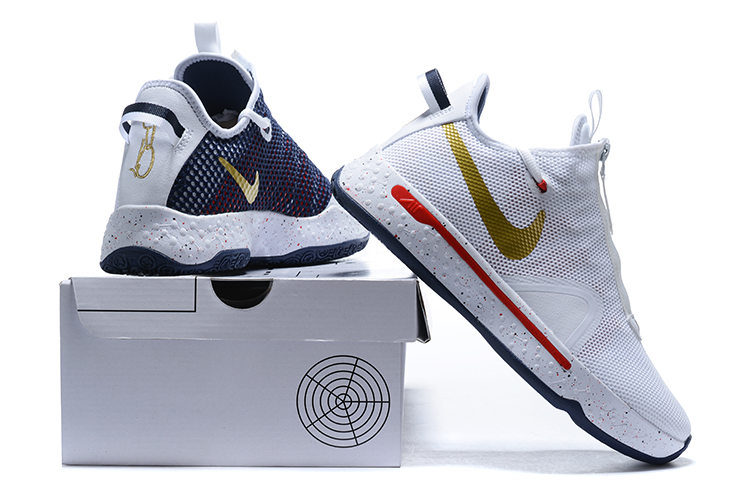 2020 Nike Paul George IV White Gold Red Blue